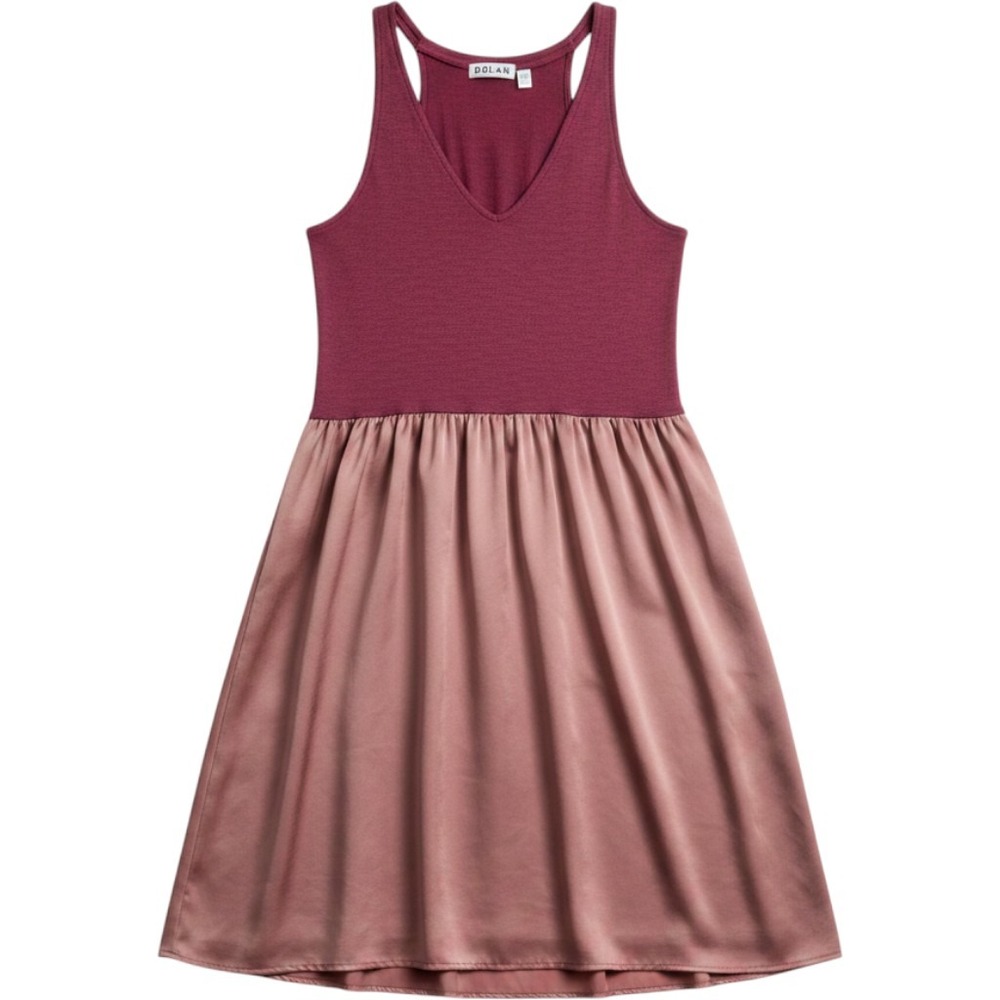 Dolan Left Coast Collection Mixed Media Tank Dress Rose Terracotta V-Neck Small - Picture 2 of 11